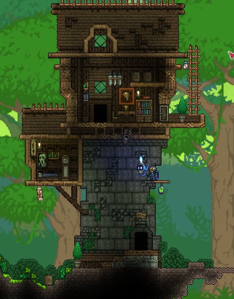 Terraria Tower, Terraria Jungle House, Terraria Base, Terraria Houses, Terraria Design, Terraria Tips, Terrarium Base, Terraria House Ideas, Terraria House Design