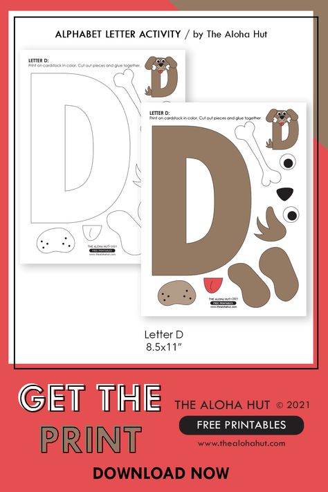 Letter Crafts For Toddlers, Letter D Craft, Letter D Crafts, D Is For Dog, Preschool Lesson Plan Template, Alphabet Letter Activities, Dog Printable, Alphabet Letter Crafts, Letter Crafts