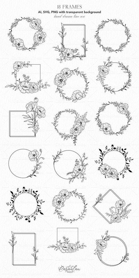 Flower Vine Tattoos, Vine Drawing, Svg Flowers, Clip Art Frames Borders, Flower Graphics, Flower Line Art, Botanical Line Art, Book Clip Art, Line Art Flowers