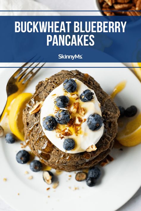 Buckwheat Blueberry Pancakes Blueberry Buckwheat Pancakes, Buckwheat Protein Pancakes, Bland Diet Recipes, Delicious Healthy Breakfast Recipes, Protein Packed Smoothies, Buckwheat Recipes, Flavored Pancakes, Anti Oxidant Foods, Buckwheat Pancakes