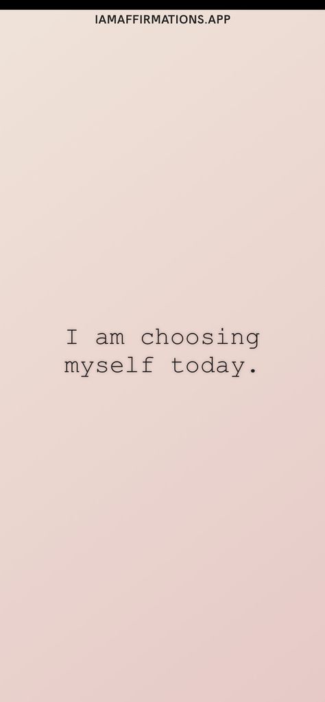 I am choosing myself today. From the I am app: https://iamaffirmations.app/download Myself Aesthetic Pics, Today I Choose Me, I Am Her Aesthetic, Choose Myself Quotes, I Choose Myself Quotes, Choose Myself, Obsessed With Myself Quotes, I Am Obsessed With Myself, Me Myself And I Aesthetic