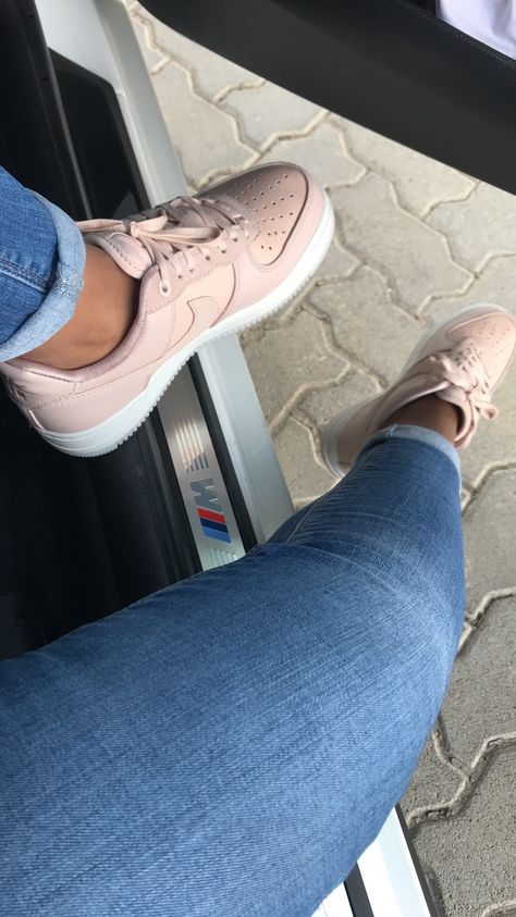 Got these dusty pink AF1's from Shesha.. Air Force Shoes, Nike Air Shoes, Cute Nike Shoes, Cute Nikes, Nike Shoes Women, Nike Cortez Sneaker, Dusty Pink, Sneaker Head, Nike Shoes