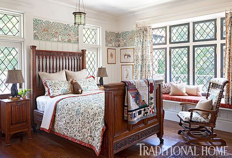 Tudor Bedroom, Wainscoting Bedroom, Poolside Dining, Tudor House, Tudor Style, Living Room Flooring, Historic Home, Room Flooring, Wainscoting