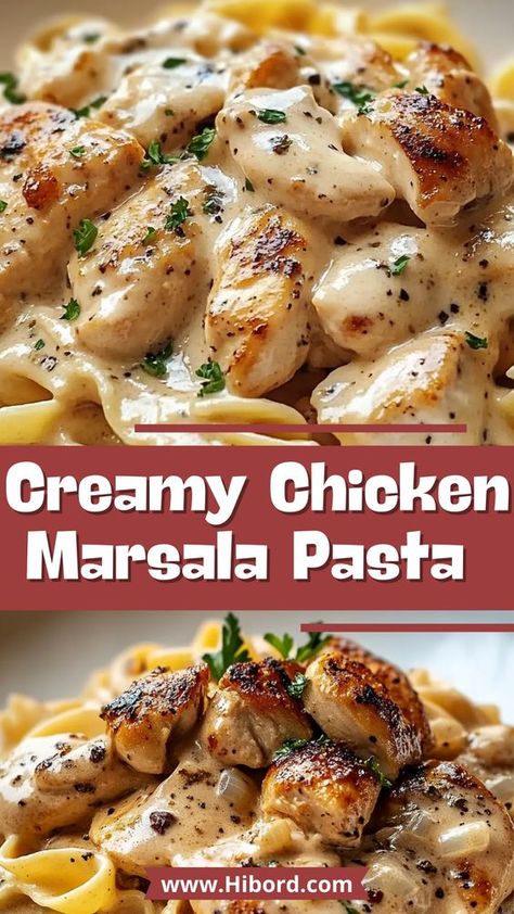 Creamy Chicken Marsala Pasta, Chicken Marsala Without Mushrooms, Chicken Bianco Recipe, Creamy Marsala Sauce, Malfadine Pasta Recipes, Chicken Mushroom Pasta Recipes, Chicken Breast And Pasta Recipes, Chicken Marsala Crockpot, Chicken Marsala Pasta Recipe