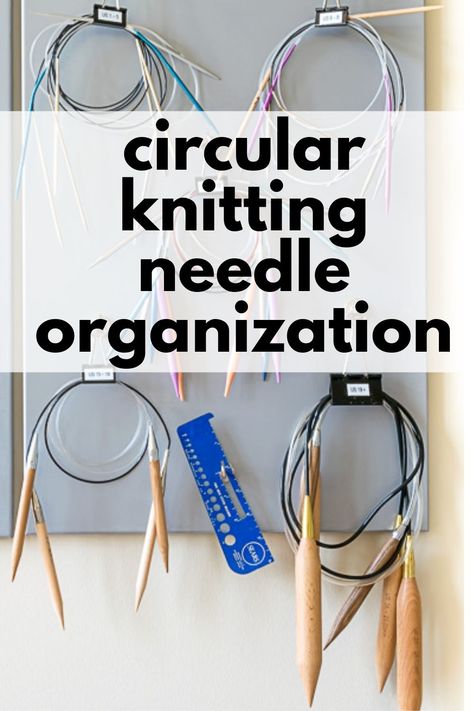 An easy, economical and efficient idea for Circular Knitting Needles Organization. Take your tangle of circular needles from chaos to organized with this easy-to-do idea. Knitting Organization, Knit Decor, Knitting Room, Knitting Needle Storage, Knitting Storage, Yarn Organization, Dream Craft Room, Yarn Storage, Learn How To Knit