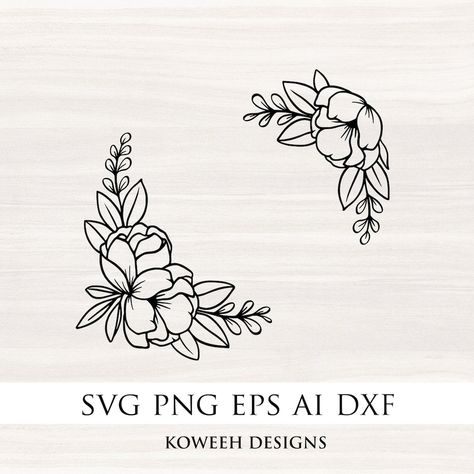 Corner Flowers Drawing, Flower Border Corner, Corner Floral Designs, Floral Corner Border Design, Flower Corner Border Design, Corner Flower Design, Flower Corner Design, Flower Corner Border, Corner Border Designs