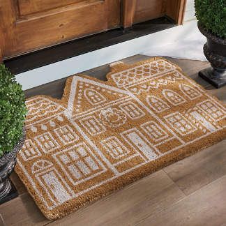 Gingerbread Village Coir Door Mat Gingerbread Farmhouse, Boho Halloween Decor, Christmas Door Mat, Navidad Natural, Gingerbread Decor, Gingerbread Christmas Decor, Gingerbread Village, Halloween Door Mat, Unique Cookies