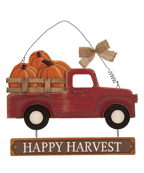 Look at this Glitzhome | 'Happy Harvest' Truck Wall Sign on #zulily today! Harvest Truck, Red Truck Decor, Truck Decor, Truck Signs, Pallet Painting, 15 Gifts, Autumn Activities, Red Truck, Fall Design