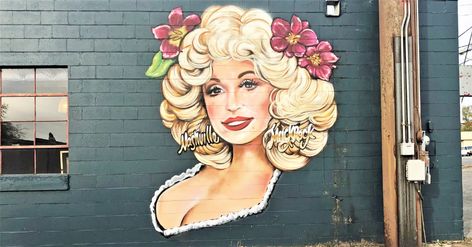 Dolly by MuckRock - nashville public art (aka Jules Muck) #nashville #mural #publicart #streetart #wallart #urbanart #dollyparton #flowers #portrait #face Dolly Parton Mural, Flowers Portrait, Dolly Parton Pictures, Nashville Art, Rhinestone Cowgirl, Portrait Face, History Professor, Amazing Street Art, I Drive