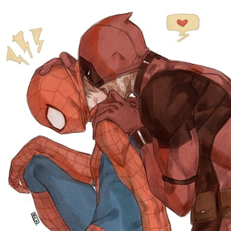 Deadpool Y Spiderman, Deadpool X Spiderman, Piskel Art, Deadpool And Spiderman, Marvel Fan Art, Spiderman Art, Marvel Fan, Gay Art, Fan Fiction