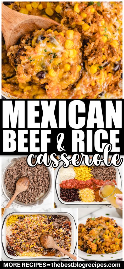 Dinner With Mexican Rice, Casserole Recipes Easy, Beef And Rice Casserole, Cheesy Casserole Recipes, Mexican Beef, 2024 Recipes, Mexican Casserole, Cheesy Casserole, Beef Casserole Recipes