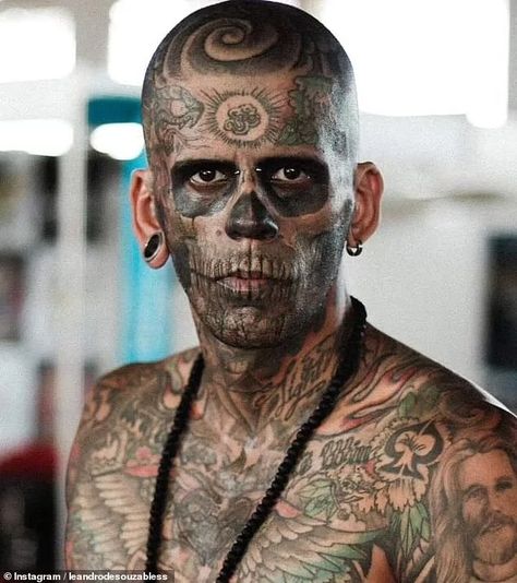 Man who was covered in tattoos shares incredible transformation after having painful surgery to remove them from his face | Daily Mail Online Covered In Tattoos, Heavily Tattooed, Tattooed Man, London Tourist, 95 Percent, Why Jesus, Circus Animals, Clean Slate, New Africa