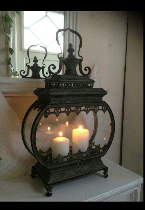 Wrought Iron Decor, Tuscan Decorating, Lantern Lamp, Fall Decor Ideas, Lanterns Decor, Gothic House, Candle Light, Let There Be Light, Candle Lanterns