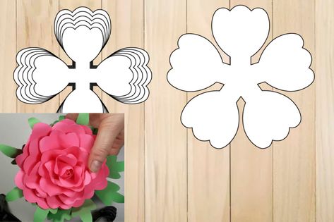 Large Paper Flower Template, Blossom Tree Tattoo, Giant Paper Flowers Template, Paper Rose Template, Rose Template, Paper Flower Centerpieces, Rolled Paper Flowers, Floral Stencil, Butterfly Template