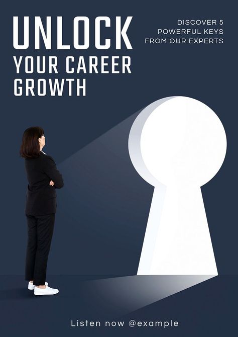 Career growth poster template, editable text and design | free image by rawpixel.com / Bew Leadership Poster, Growth Poster, Teal Sofa Living Room, Teal Sofa, Door Key, Women Poster, 2024 Design, Business Leadership, Career Woman