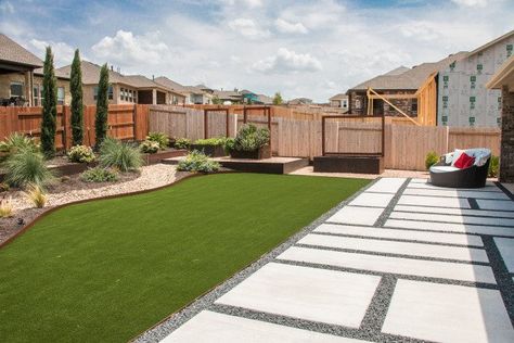 Turf Area Backyard, Cement Backyard Ideas Landscaping, Half Turf Backyard, Rectangular Backyard Design Landscaping, Turf Pathway, Backyard Blueprints Layout, Large Backyard Design Layout, Az Backyard Landscaping Ideas, Las Vegas Backyard Ideas