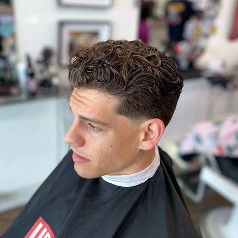 Curly Hair Guys Haircuts, Mens Slick Back Hairstyles Medium, Tapered Curly Hair, Curly Hair Slick Back, Throwback Hairstyles, Style For Curly Hair, Curly Taper, Mens Slicked Back Hairstyles, Curly Hair Taper