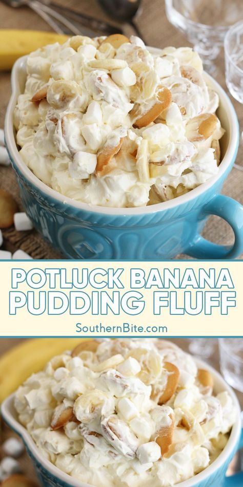 This recipe for Banana Pudding Fluff turns the classic banana pudding recipe into a quick, easy, delicious, and fluffy dessert perfect for your next potluck! Banana Pudding Fluff, Pudding Fluff, Easy Banana Pudding Recipe, Fluff Salad Recipes, Easy Banana Pudding, Fluff Salad, Banana Pudding Recipe, Banana Dessert Recipes, Banana Pudding Cheesecake