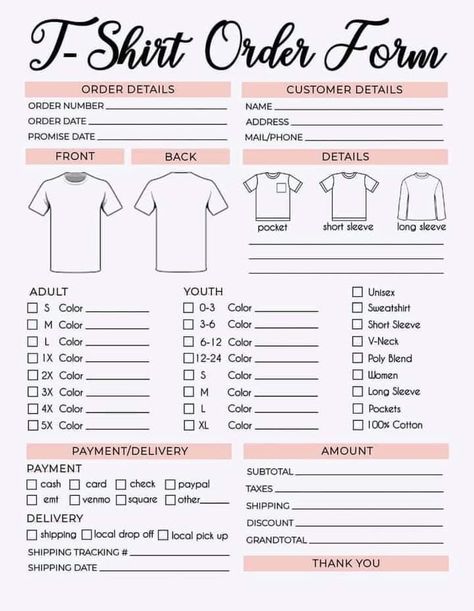 Shirt Order Form, Tshirt Printing Business, Business Printables, Startup Business Plan, Packaging Ideas Business, Small Business Plan, Small Business Packaging Ideas, Projets Cricut, Small Business Inspiration