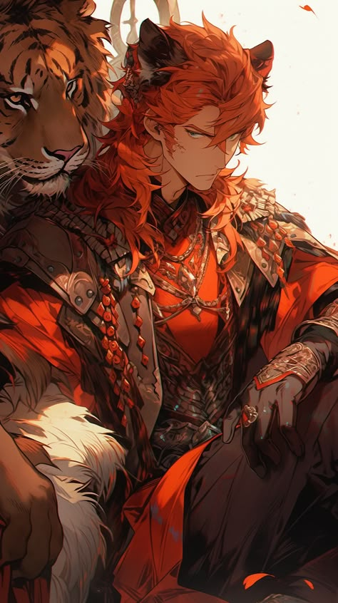 king of the tiger people Tiger Anime Character, Anime Tiger Man, Cat Boy Character Design, Lion Oc Human, Tiger Hybrid Human, Kemonomimi Male, Tiger Knight, Tiger Human, Tiger Oc