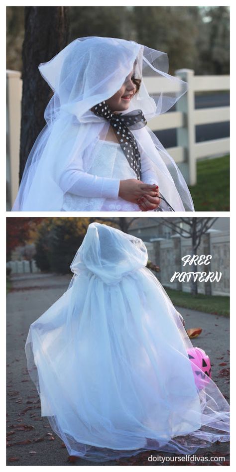 Ghost Tulle Costume, Ghost Witch Costume, Pumpkin Ghost Costume, Toddler Ghost Costume Girl Diy, Tulle Ghost Costume, Diy Toddler Ghost Costume Girl, Cute Ghost Costume For Women, Pink Ghost Costume, Ghost Costume Women Diy