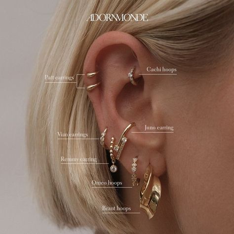 Minimalist Ear Piercings, Earrings Sets, Recycled Gold, Minimalist Jewelry, Tattoos And Piercings, Jewelry Trends, Earings Piercings, Ear Piercings, Earring Set