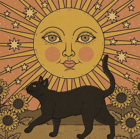 Cats Rule, Sun Illustration, Rise And Shine, The Earth, Black Cat, Sun, Stars, On Instagram