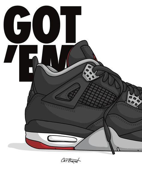 Who picked the new Jordan 4 Breds up? Thoughts in hand? I wasn’t a fan of the leather so sat these out but let me know what you think if you picked them up. 🍞 #sneakerart #jordan4bred #jordan4squad #sneakerillustration #nike Jordan 4 Painting, Sneakers Illustration, Jordan 4 Bred, Sneaker Art, Canvas Painting Designs, Painting Designs, Newest Jordans, Painting Canvas, Paint Designs