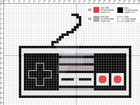 Classic Nintendo Controller Cross-Stitch Pattern by CraftingGeek Classic Nintendo, Nintendo Controller, Modele Pixel Art, Pixel Art Templates, Pattern Maker, Dark World, Geek Crafts, Pixel Crochet, Pola Kristik