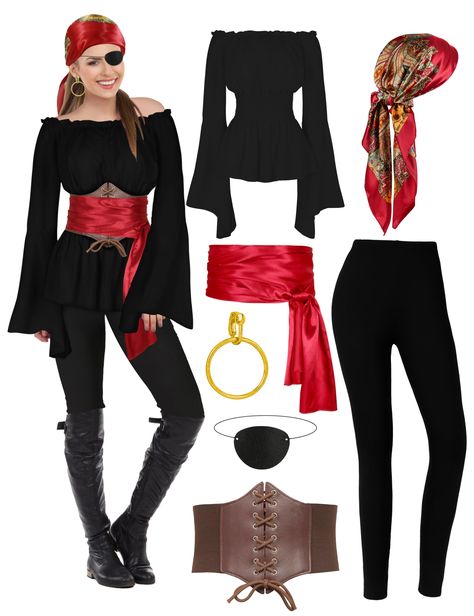 PRICES MAY VARY. Package Includes: you will receive 1 set of pirate costume women, including 1 piece of renaissance blouse top, 1 piece of tied corset waist belt, 1 piece of black elastic leggings, and 1 piece of Vintage headscarf, which will meet your need of taking a party or cosplay. Trusty Material: pirate costume and Leggings are made of quality polyester, soft and smooth to touch, providing you with a comfortable experience,Just pair them with Boots will make you get lots of compliment in No Corset Pirate Costume, Flattering Halloween Costumes For Women, Pirates Costume Women's, Diy Women Pirate Costume, Women’s Modest Pirate Costume, Modest Pirate Costume Women, Pirate Womens Costume Diy, All Black Pirate Costume, Pirate Costume Without Corset