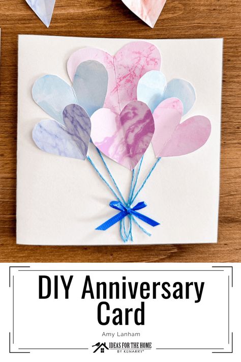 Diy Anniversary Card, 20th Anniversary Cards, Diy Anniversary Cards, Anniversary Crafts, 50th Anniversary Cards, Balloon Heart, Diy Anniversary Gift, Heart Craft, Anniversary Cards Handmade