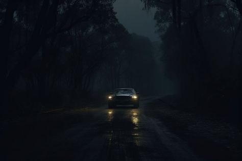 Person is driving a car adventure outdoors vehicle. AI generated Image by rawpixel. | premium image by rawpixel.com / Te Car In Forest At Night, Car In Forest, Car Adventure, Forest Light, Forest Night, Night Forest, Forest Road, Rain Forest, Auto Racing