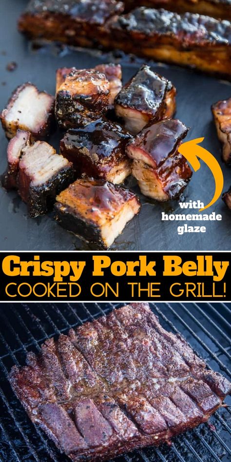 Grilled Pork Belly, Summer Dinner Recipes Grill, Pork Belly Recipes Crispy, Pork Belly Strips, Smoked Pork Belly, Homemade Glaze, Grilling Recipes Pork, Best Pork Recipe, Pork Belly Slices