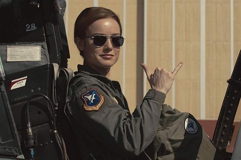 PSA: The 'Captain Marvel' website will make you think it's 1997 A Plane, Captain Marvel, Air Force, A Woman, Force, Marvel, Sunglasses