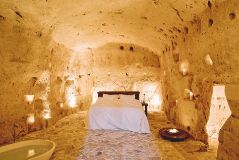 Underground Hotel, Cave Dwelling, Nyc Rooms, Italy Hotel, Unusual Hotels, Italy Hotels, Hotel Concept, Cave House, Italian Village