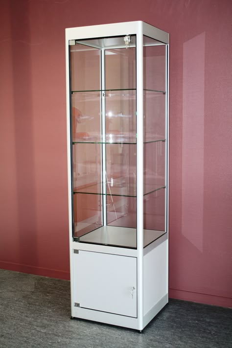 Vitrine avec étagères verre et petite réserve basse Office Set Up Ideas, Aluminum Kitchen Cabinets, Mobile Shop Design, Display Cabinet Design, Crockery Cabinet, Aluminum Kitchen, Store Shelves Design, Aluminium Kitchen, Chair Design Wooden