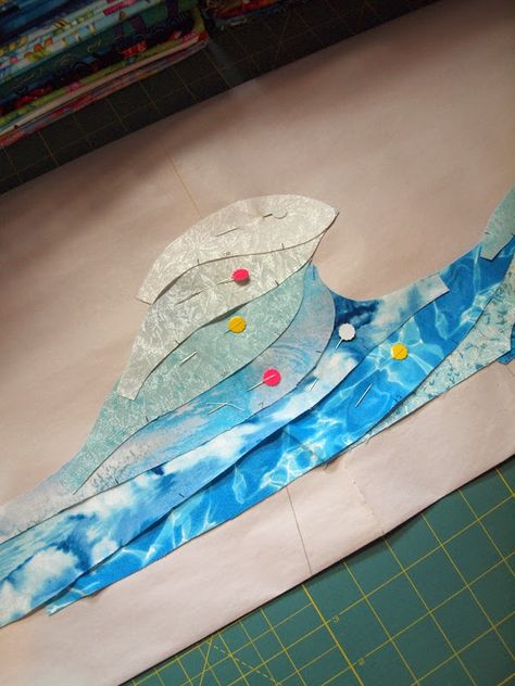 Fabric Art Tutorials, Seascape Quilts, Quilt Boards, Abstract Quilts, Collage Fabric, Space Quilt, Ocean Quilt, Quilt Techniques, Beach Quilt