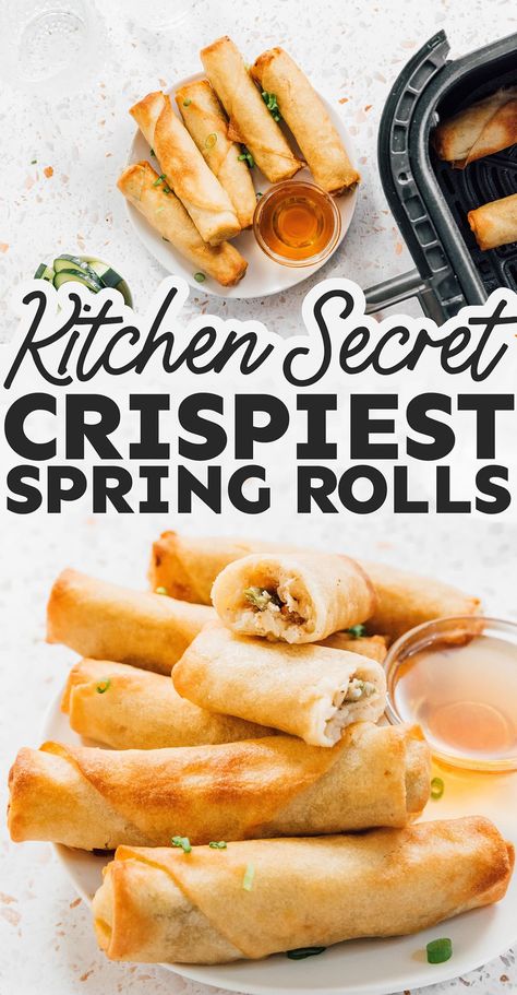 Air Fryer Spring Rolls, Easiest Snacks, Rolls In Air Fryer, Homemade Spring Rolls, Vegetable Spring Rolls, Fresh Spring Rolls, Salad Rolls, Spring Roll Recipe, Meatless Main Dishes