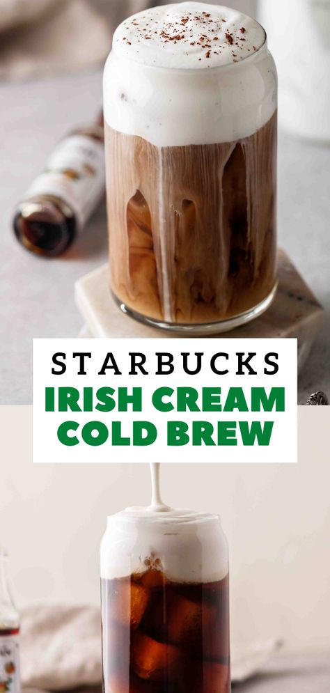 Starbucks Irish cream cold brew coffee Irish Cream Cold Brew Starbucks, Irish Cream Syrup, Irish Cream Cold Brew, Starbucks Sweet Cream, Copycat Drink Recipes, Irish Cream Recipe, Lifestyle Of A Foodie, Irish Cream Coffee, Homemade Irish Cream