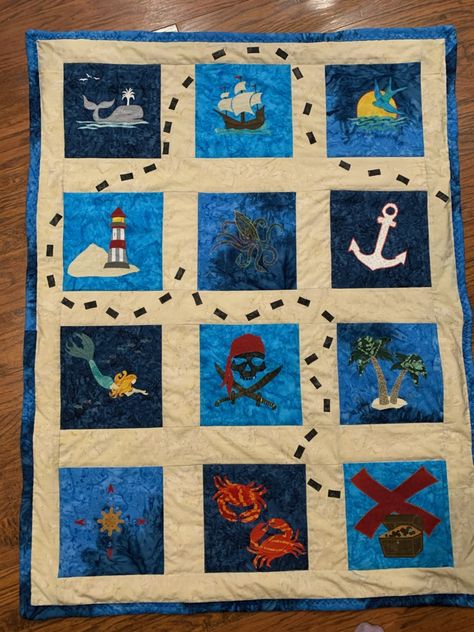 Pirate Quilt, Tropical Quilts, Pirate Baby, Boy Quilts, Pirate Theme, Baby Quilt, Square Quilt, Quilt Ideas, Paper Piecing