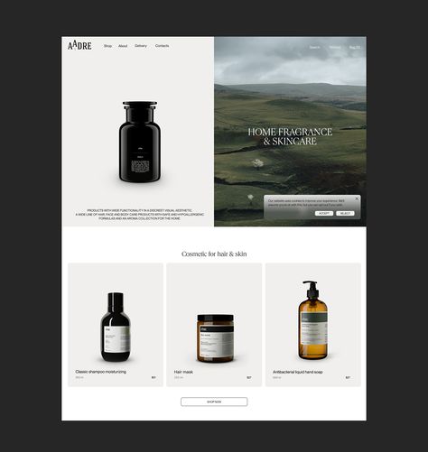 AADRE cosmetics | e-commerce :: Behance Cosmetic Web, Minimalist Web Design, Unique Website Design, Online Store Design, Ecommerce Web Design, Mobile Web Design, Shopify Website Design, Simple House Design, Homepage Design