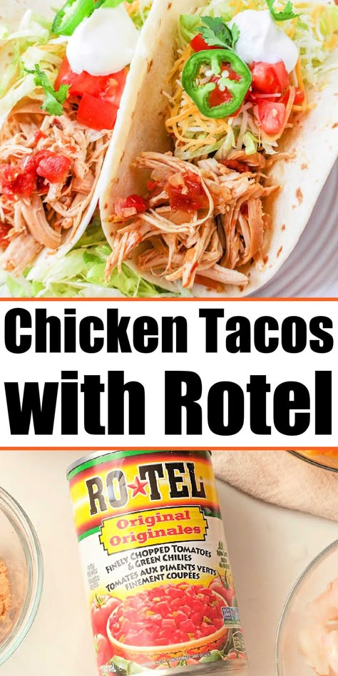 Crockpot Chicken Taco Recipes Rotel, Chicken Rotelle Crockpot, Rotel Chicken Tacos Crockpot, Shredded Chicken Tacos Crockpot Rotel, Rotel Southwest Chicken Skillet, Rotel Chicken Crockpot Recipes, Crock Pot Chicken With Rotel, Crockpot Chicken Recipes With Rotel, Crockpot Chicken With Rotel