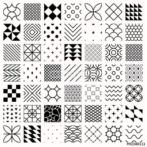 Vector: Set of geometric seamless patterns, triangles, lines, circles. Black and white different background Lines Pattern Geometric, Geometric Patterns Drawing, Geometric Pattern Art, Geometric Design Art, Tangle Art, Geometric Pattern Design, Zentangle Drawings, Graphic Design Lessons, Logo Vintage