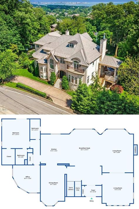 French Country Style 4-Bedroom Mansion (7,400 Sq. Ft. Floor Plan) French Chateau Floor Plans Layout, French Mansion Floor Plan, French Chateau Floor Plans, Chateau Floor Plans, French Style Mansion, Bedroom Mansion, French Mansion, Mansion Bedroom, Country Mansion