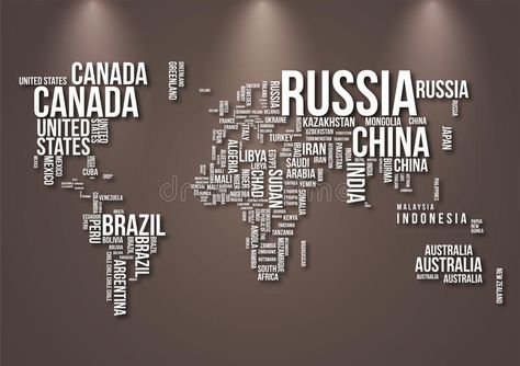 Names Of Countries, Office Wall Design, Detailed World Map, World Map Wallpaper, Office Wallpaper, Canvas Landscape, Map Wallpaper, Country Names, World Map Wall Art