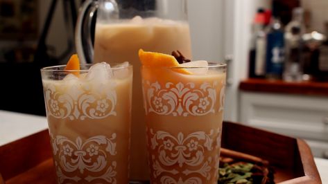 This spiked iced chai is the perfect pitcher cocktail for winter Homemade Chai Tea, Iced Chai Tea, Homemade Chai, Pitcher Cocktails, Gifts For Foodies, Iced Chai, Spiced Rum, Chai Tea, Awesome Gifts