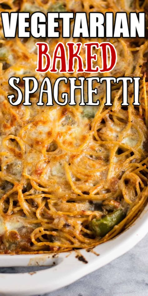 Veggie Spaghetti, Easy Baked Spaghetti, Spagetti Recipe, Spaghetti Recipes Easy, Baked Spaghetti Recipe, Baked Veggies, Vegetarian Bake, Spaghetti Recipe, Kinds Of Cheese