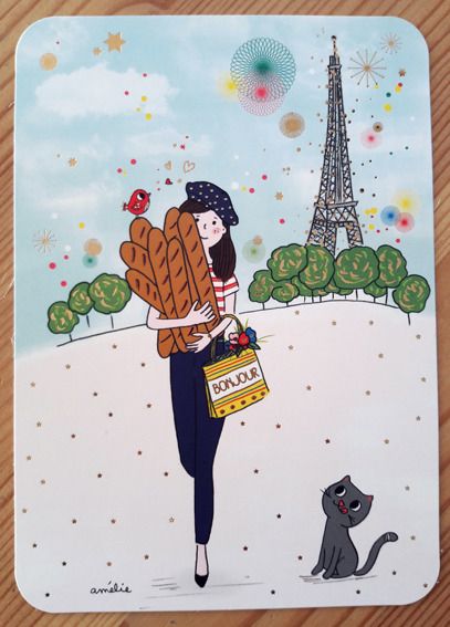 ameliebiggslaffaiteur_carte_paris_parisienne_baguettes Paris Cat, Paris Crafts, French Illustration, Paris Illustration, Cat Calendar, Paris Wallpaper, Paris Poster, Winter Illustration, Paris Wall Art