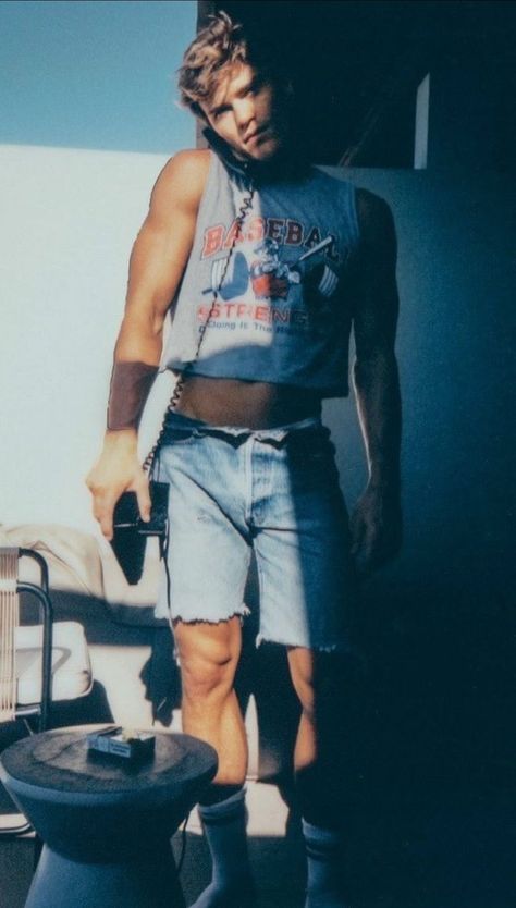 80s Male Crop Top, Crop Tops Men 80s, 80s Fashion Magazine Men, Men's Crop Top, Men’s Crop Tops Outfit, Boys In Crop Tops 80s, Mens Body Jewelry, Men’s Crop Top Outfit, Guys In Crop Tops 80s