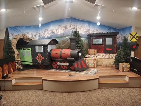 Vbs Train Theme, Wonder Junction Vbs 2025, Train Depot Decor, Train Vbs, Rocky Railway Vbs, Polar Express Theme, Western Party Decorations, Vacation Bible School Themes, Polar Express Train